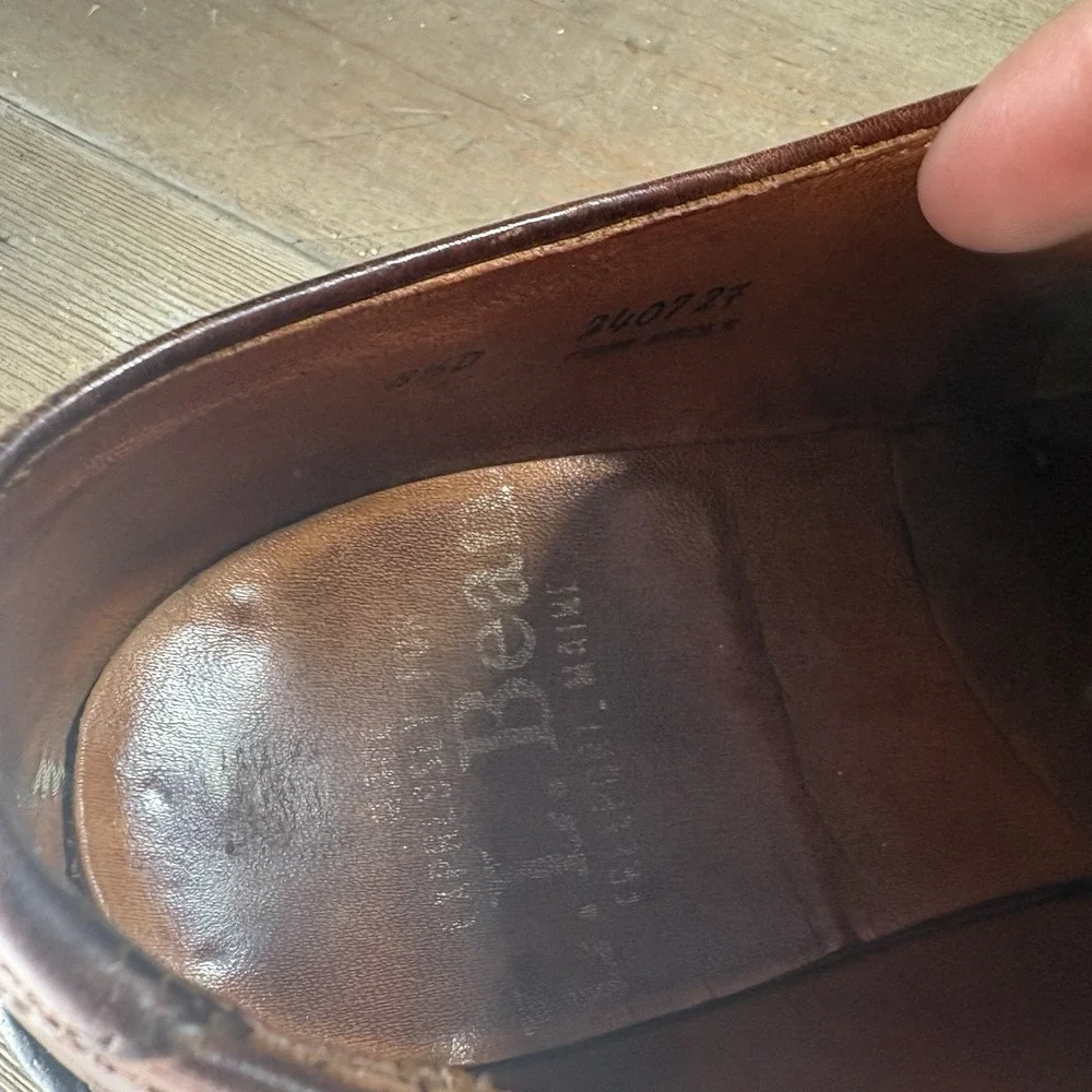 vintage ll bean mens size 8.5 shoes brown leather comfort work oxfords